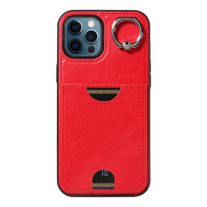 iPhone 12 Pro Max Calf Texture Phone Case with Card Slot & Ring Holder - Durable & Stylish Protection