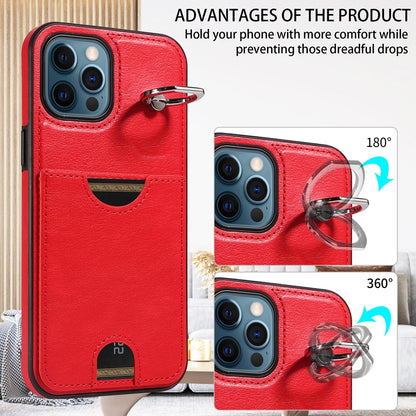 iPhone 12 Pro Max Calf Texture Phone Case with Card Slot & Ring Holder - Durable & Stylish Protection