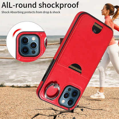 iPhone 12 Pro Max Calf Texture Phone Case with Card Slot & Ring Holder - Durable & Stylish Protection
