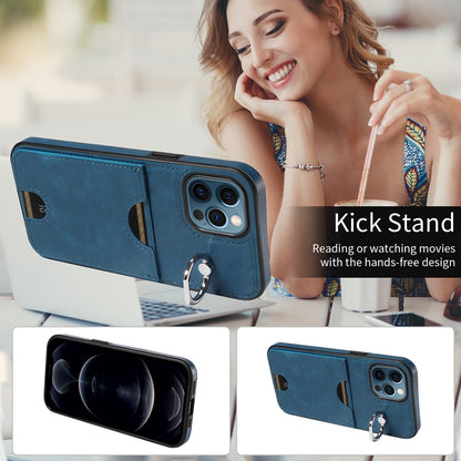 iPhone 12 Pro Max Calf Texture Phone Case with Card Slot & Ring Holder - Durable & Stylish Protection