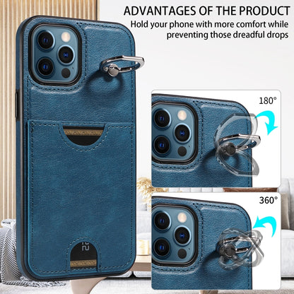 iPhone 12 Pro Max Calf Texture Phone Case with Card Slot & Ring Holder - Durable & Stylish Protection