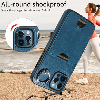 iPhone 12 Pro Max Calf Texture Phone Case with Card Slot & Ring Holder - Durable & Stylish Protection