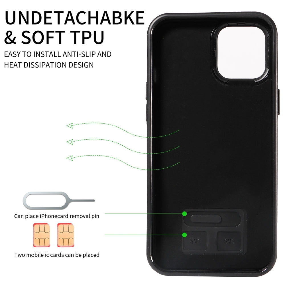 iPhone 12 Pro Max Calf Texture Phone Case with Card Slot & Ring Holder - Durable & Stylish Protection