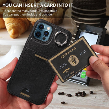 iPhone 12 Pro Max Calf Texture Phone Case with Card Slot & Ring Holder - Durable & Stylish Protection