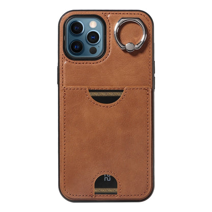 iPhone 12 Pro Max Calf Texture Phone Case with Card Slot & Ring Holder - Durable & Stylish Protection