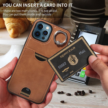 iPhone 12 Pro Max Calf Texture Phone Case with Card Slot & Ring Holder - Durable & Stylish Protection