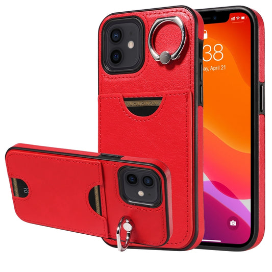 iPhone 12/12 Pro Calf Texture Phone Case with Card Slot & Ring Holder - Durable & Stylish Protection