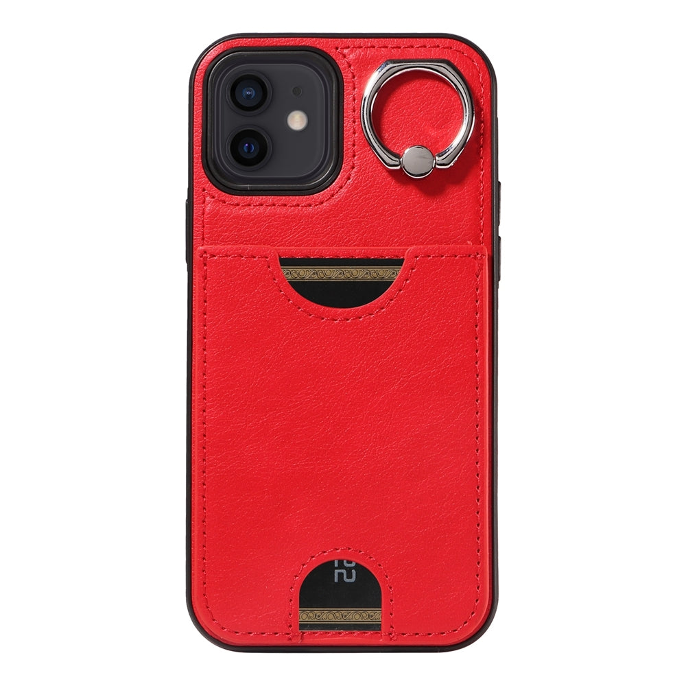 iPhone 12/12 Pro Calf Texture Phone Case with Card Slot & Ring Holder - Durable & Stylish Protection