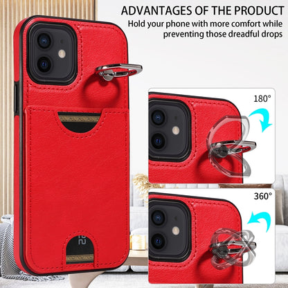 iPhone 12/12 Pro Calf Texture Phone Case with Card Slot & Ring Holder - Durable & Stylish Protection