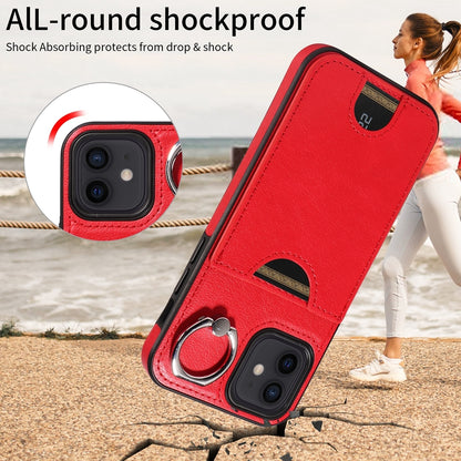 iPhone 12/12 Pro Calf Texture Phone Case with Card Slot & Ring Holder - Durable & Stylish Protection