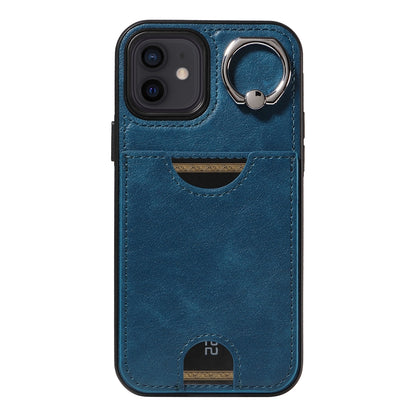 iPhone 12/12 Pro Calf Texture Phone Case with Card Slot & Ring Holder - Durable & Stylish Protection