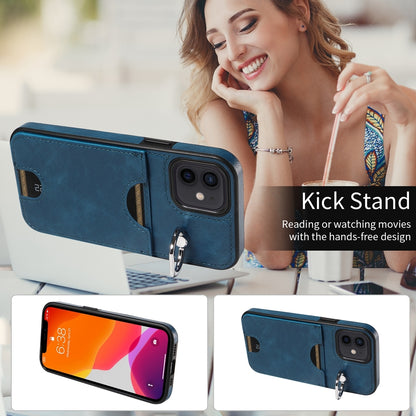 iPhone 12/12 Pro Calf Texture Phone Case with Card Slot & Ring Holder - Durable & Stylish Protection