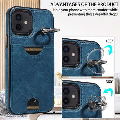 iPhone 12/12 Pro Calf Texture Phone Case with Card Slot & Ring Holder - Durable & Stylish Protection