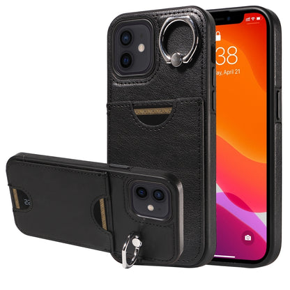 iPhone 12/12 Pro Calf Texture Phone Case with Card Slot & Ring Holder - Durable & Stylish Protection