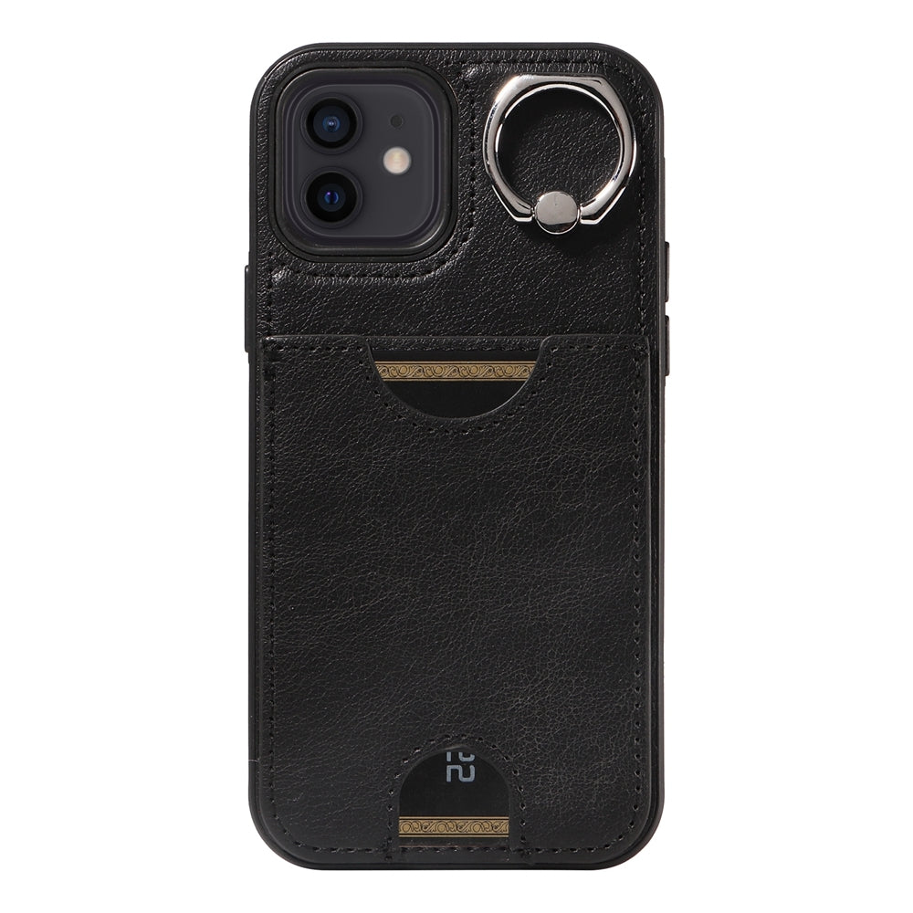 iPhone 12/12 Pro Calf Texture Phone Case with Card Slot & Ring Holder - Durable & Stylish Protection