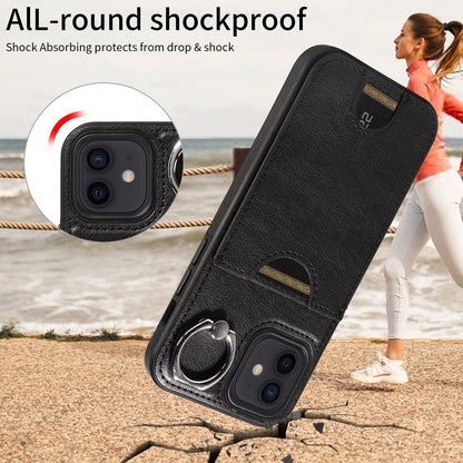 iPhone 12/12 Pro Calf Texture Phone Case with Card Slot & Ring Holder - Durable & Stylish Protection