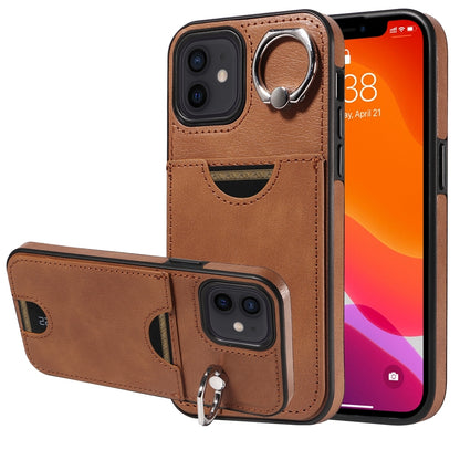 iPhone 12/12 Pro Calf Texture Phone Case with Card Slot & Ring Holder - Durable & Stylish Protection