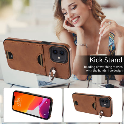iPhone 12/12 Pro Calf Texture Phone Case with Card Slot & Ring Holder - Durable & Stylish Protection