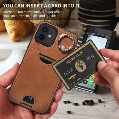 iPhone 12/12 Pro Calf Texture Phone Case with Card Slot & Ring Holder - Durable & Stylish Protection