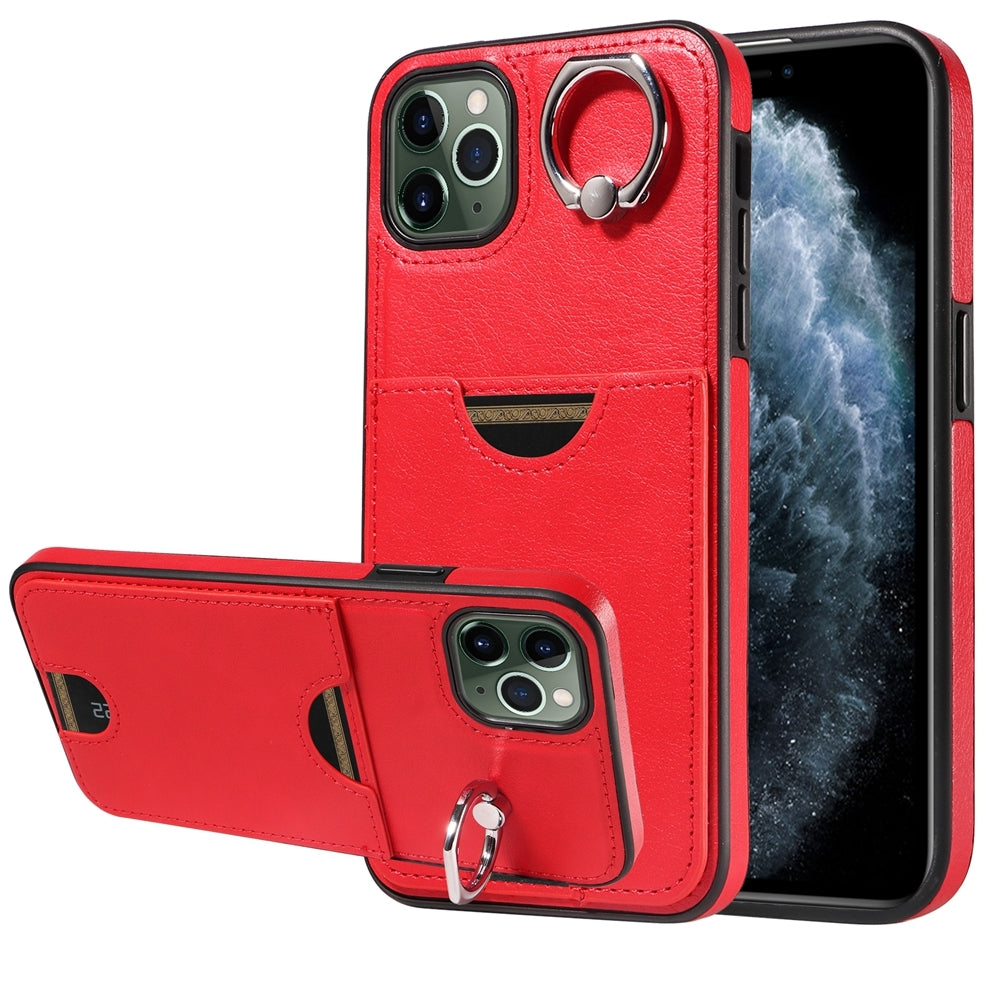 iPhone 11 Pro Max Calf Texture Phone Case with Card Slot & Ring Holder - Durable & Stylish Protection