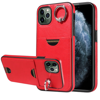 iPhone 11 Pro Max Calf Texture Phone Case with Card Slot & Ring Holder - Durable & Stylish Protection