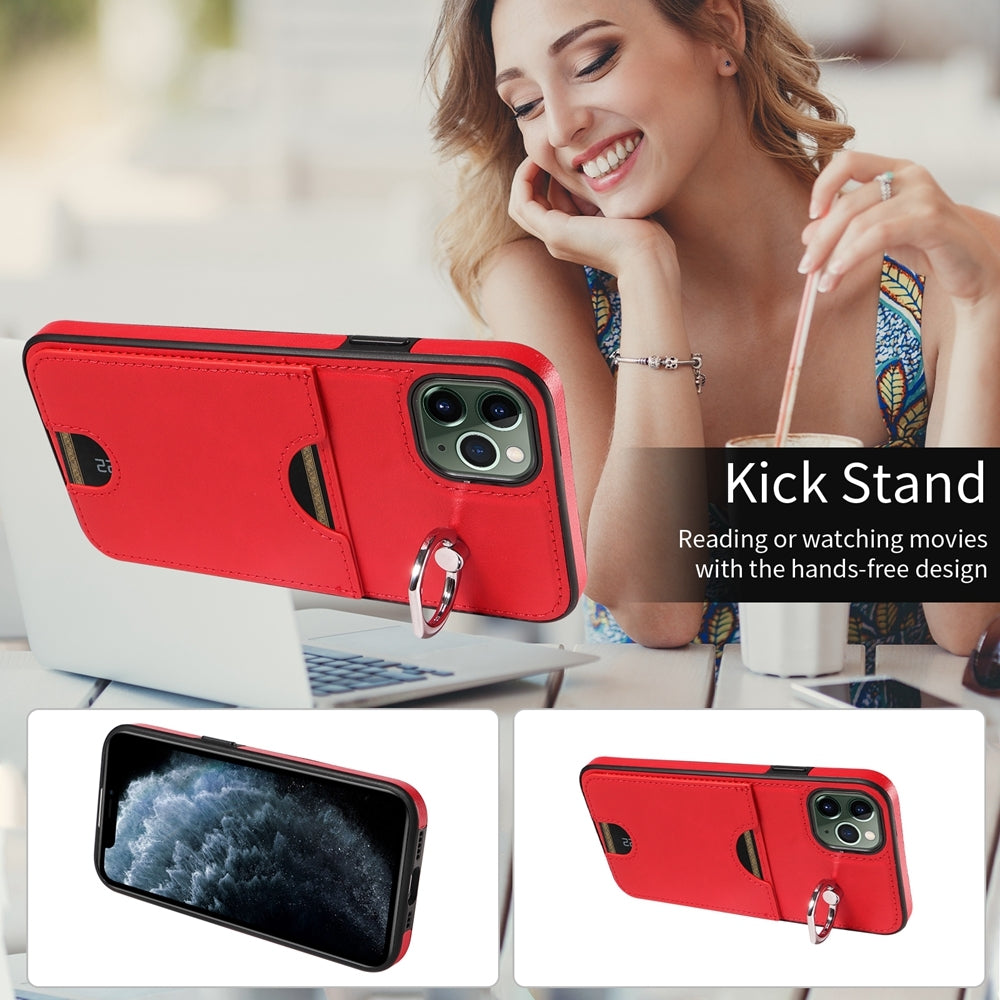 iPhone 11 Pro Max Calf Texture Phone Case with Card Slot & Ring Holder - Durable & Stylish Protection