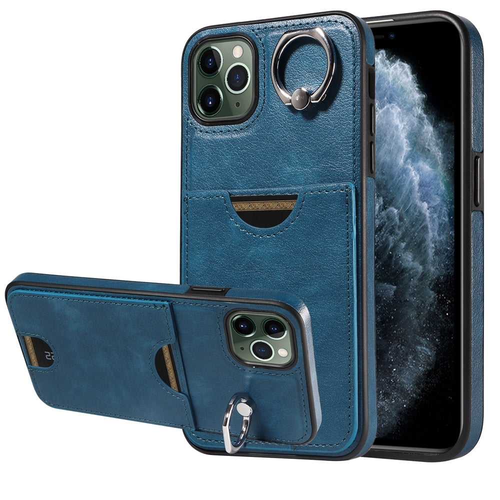 iPhone 11 Pro Max Calf Texture Phone Case with Card Slot & Ring Holder - Durable & Stylish Protection