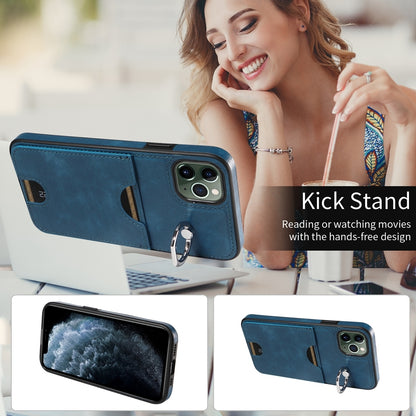 iPhone 11 Pro Max Calf Texture Phone Case with Card Slot & Ring Holder - Durable & Stylish Protection