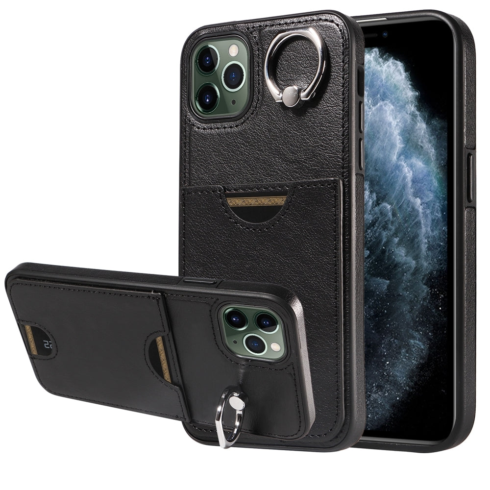 iPhone 11 Pro Max Calf Texture Phone Case with Card Slot & Ring Holder - Durable & Stylish Protection