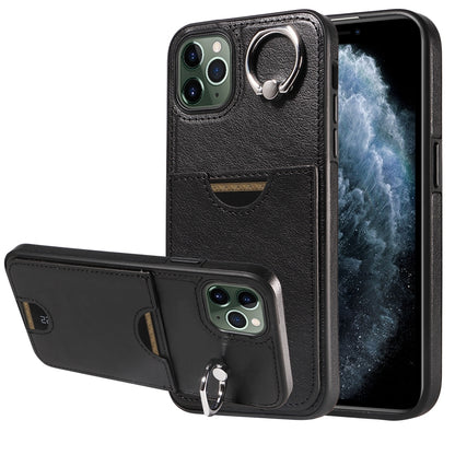 iPhone 11 Pro Max Calf Texture Phone Case with Card Slot & Ring Holder - Durable & Stylish Protection