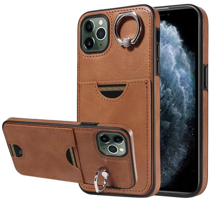 iPhone 11 Pro Max Calf Texture Phone Case with Card Slot & Ring Holder - Durable & Stylish Protection