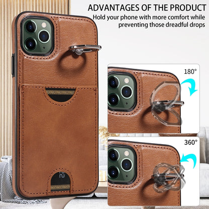 iPhone 11 Pro Max Calf Texture Phone Case with Card Slot & Ring Holder - Durable & Stylish Protection