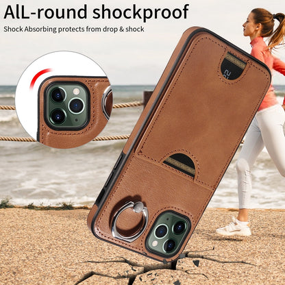 iPhone 11 Pro Max Calf Texture Phone Case with Card Slot & Ring Holder - Durable & Stylish Protection