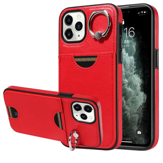 iPhone 11 Pro Calf Texture Phone Case with Card Slot & Ring Holder - Durable & Stylish Protection