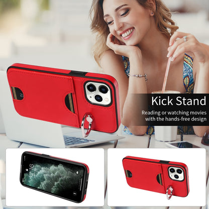 iPhone 11 Pro Calf Texture Phone Case with Card Slot & Ring Holder - Durable & Stylish Protection