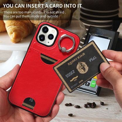 iPhone 11 Pro Calf Texture Phone Case with Card Slot & Ring Holder - Durable & Stylish Protection