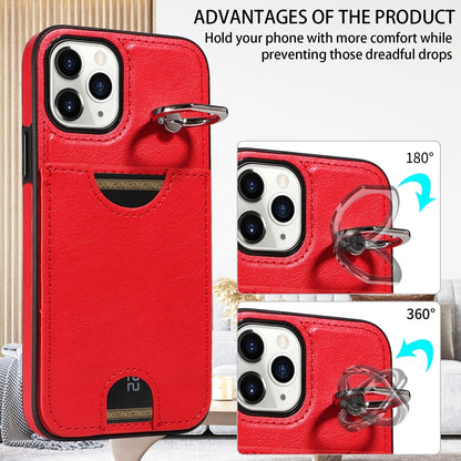 iPhone 11 Pro Calf Texture Phone Case with Card Slot & Ring Holder - Durable & Stylish Protection