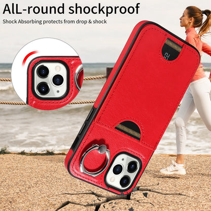 iPhone 11 Pro Calf Texture Phone Case with Card Slot & Ring Holder - Durable & Stylish Protection