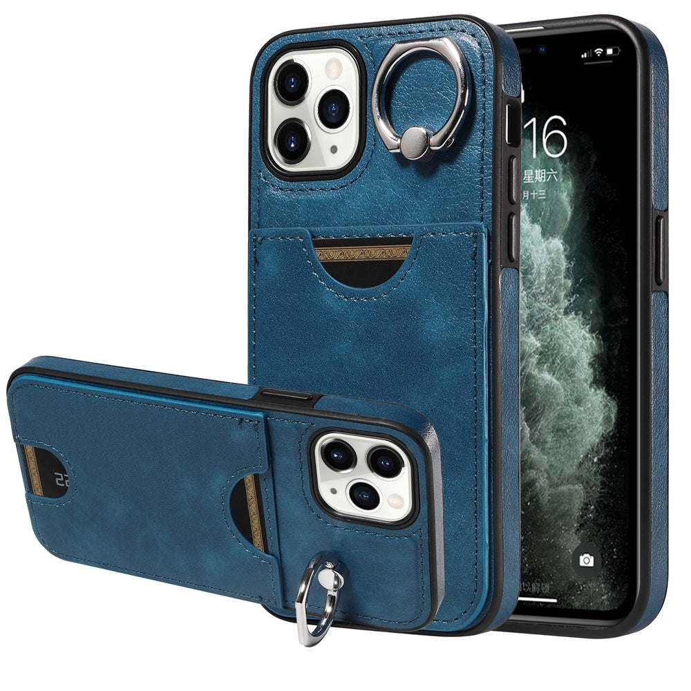 iPhone 11 Pro Calf Texture Phone Case with Card Slot & Ring Holder - Durable & Stylish Protection