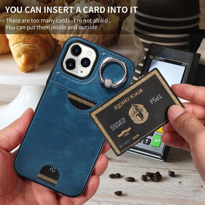 iPhone 11 Pro Calf Texture Phone Case with Card Slot & Ring Holder - Durable & Stylish Protection