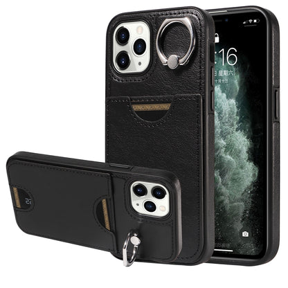 iPhone 11 Pro Calf Texture Phone Case with Card Slot & Ring Holder - Durable & Stylish Protection