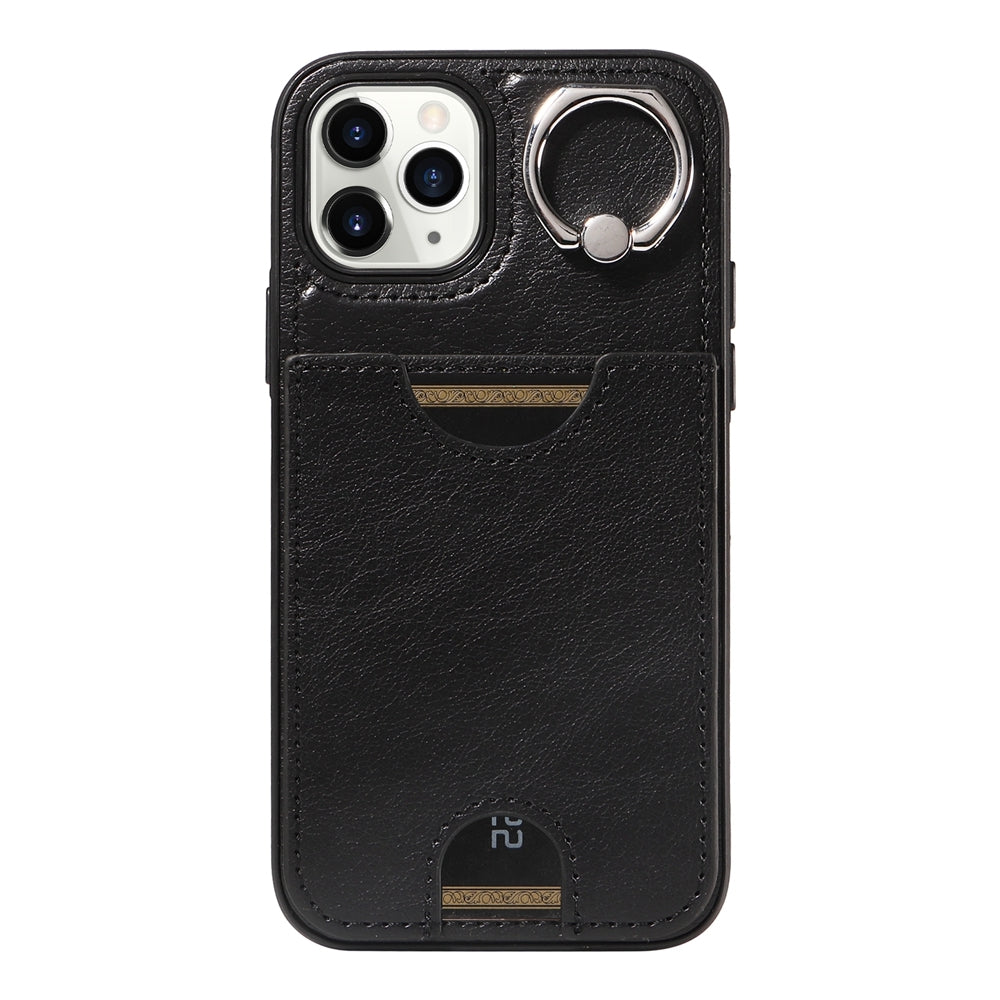 iPhone 11 Pro Calf Texture Phone Case with Card Slot & Ring Holder - Durable & Stylish Protection