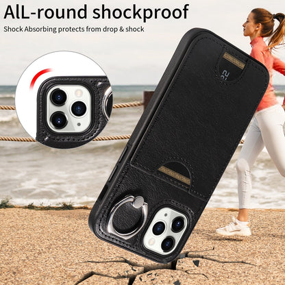 iPhone 11 Pro Calf Texture Phone Case with Card Slot & Ring Holder - Durable & Stylish Protection