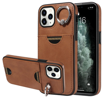 iPhone 11 Pro Calf Texture Phone Case with Card Slot & Ring Holder - Durable & Stylish Protection