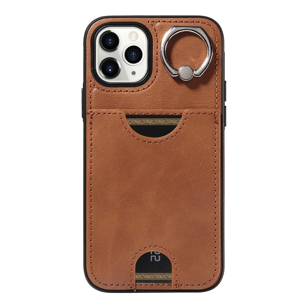 iPhone 11 Pro Calf Texture Phone Case with Card Slot & Ring Holder - Durable & Stylish Protection