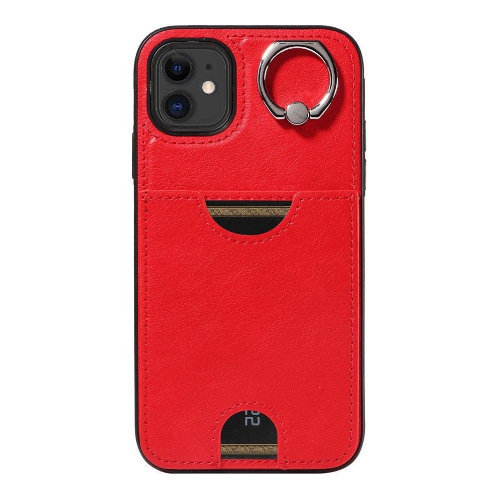 iPhone 11 Calf Texture Phone Case with Card Slot & Ring Holder - Durable & Stylish Protection