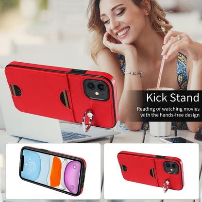 iPhone 11 Calf Texture Phone Case with Card Slot & Ring Holder - Durable & Stylish Protection