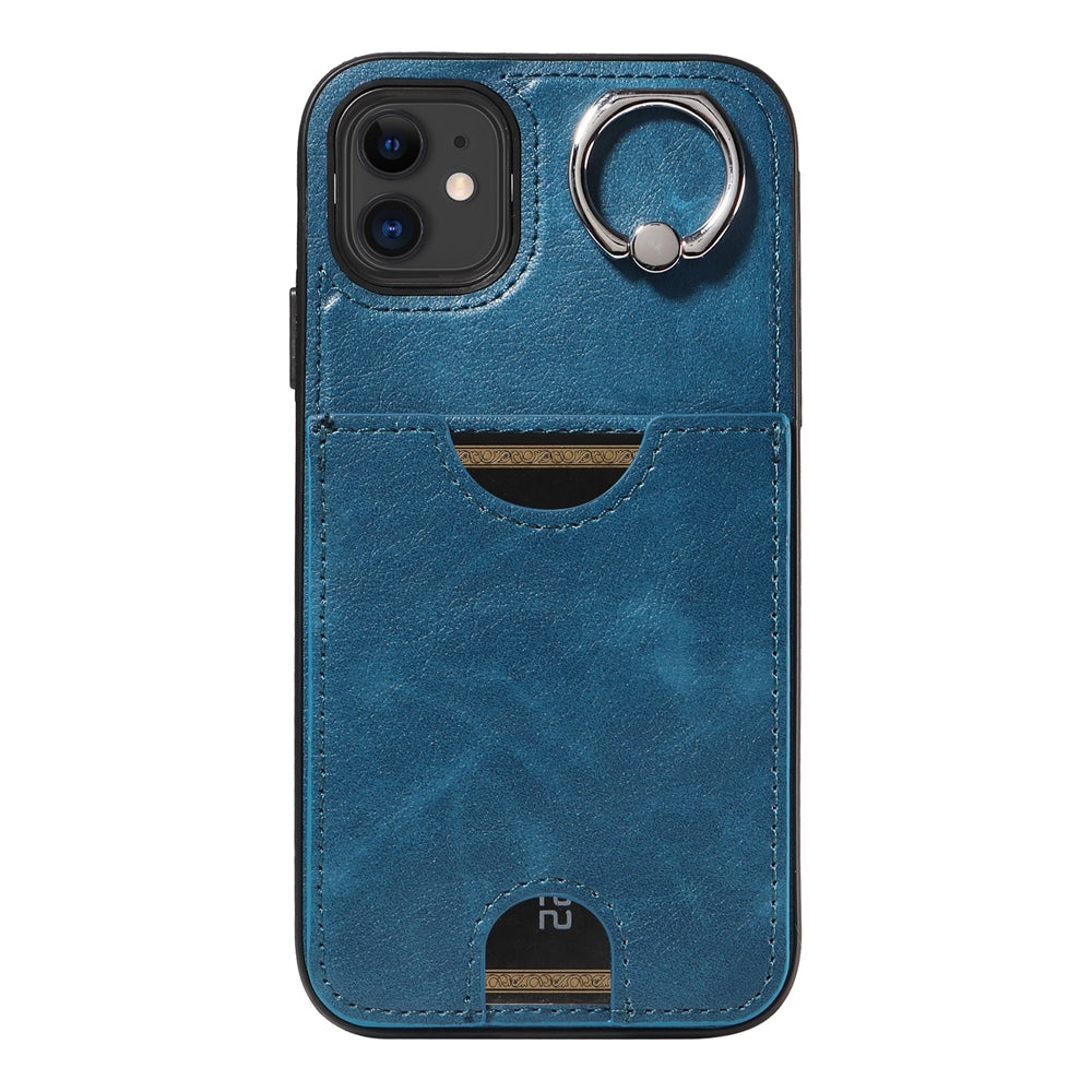 iPhone 11 Calf Texture Phone Case with Card Slot & Ring Holder - Durable & Stylish Protection
