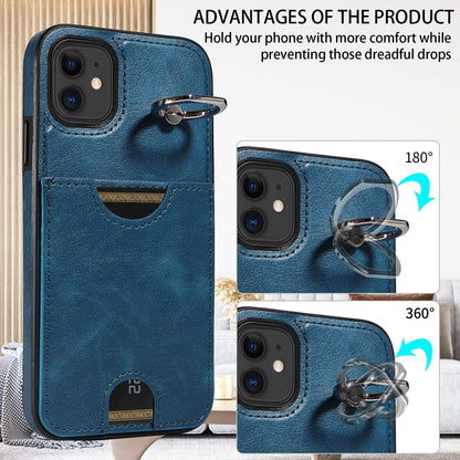 iPhone 11 Calf Texture Phone Case with Card Slot & Ring Holder - Durable & Stylish Protection