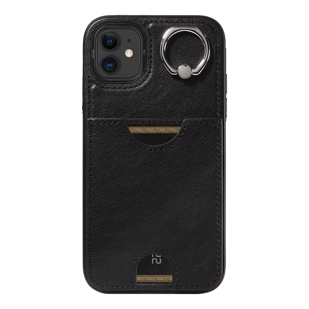 iPhone 11 Calf Texture Phone Case with Card Slot & Ring Holder - Durable & Stylish Protection
